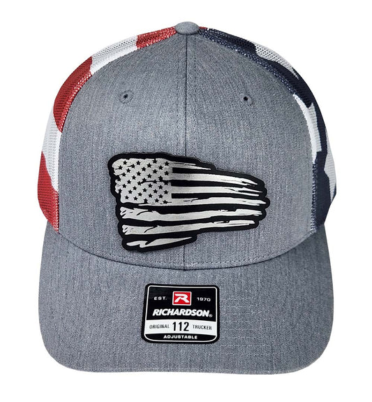 Vintage Flag Black and Silver Patch Hat